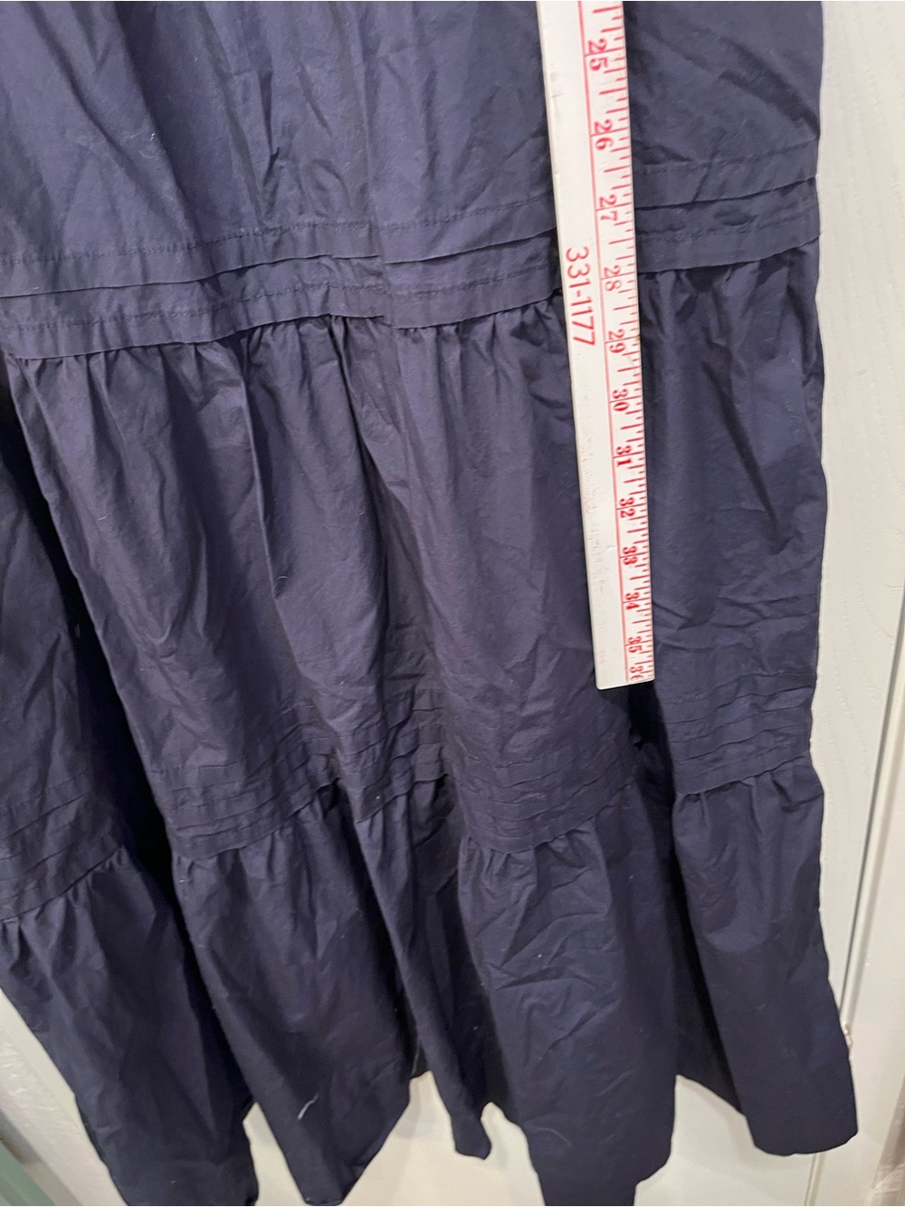 Quince Maxi Dress Navy Blue Organic Cotton Poplin Tiered Large - Picture 6 of 9
